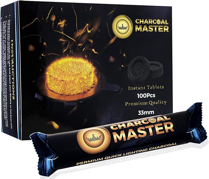 New Quick Light Charcoal Briquettes by Charcoal Master Instant Coal Disks Incense Coal Tablets Set of 100 per Box (33mm)
