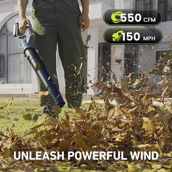 Leaf Blower for Lawn Women: 550CFM Battery Electric Cordless Small Blower with Swivel Head Total 8.0 Ah Battery & Charger - Mini-Leaf for Decker Car Patio Yard