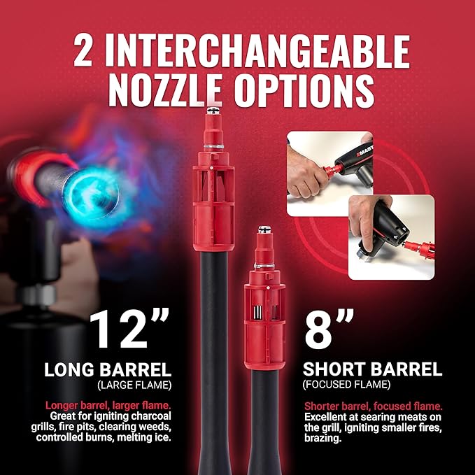 MASTER APPLIANCE VMAX 550 Propane Torch - Dual Nozzle Fire Starter & Grill Gun - Self-Igniting Flame for BBQ's, Fire Pits, Campfires & Sous Vide - Pro Grade Design, Engineered in USA