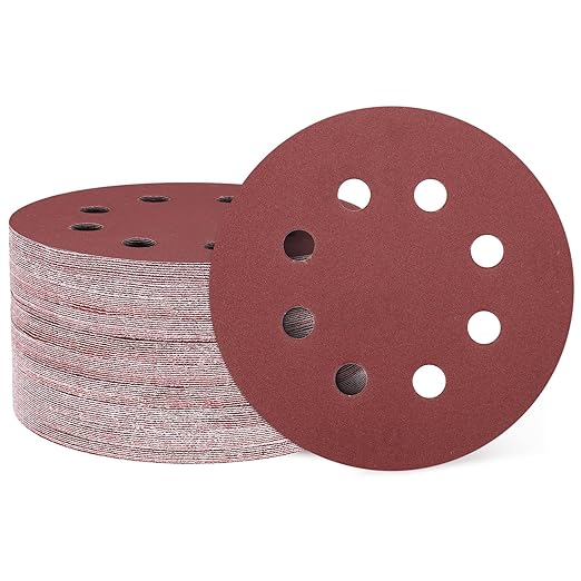 HARFINGTON 150 Pcs 5 Inch Sanding Discs, 400 Grit Hook and Loop Sandpaper, 8-Hole Aluminum Oxide Orbital Sander Sandpaper for Woodworking Automotive Metal Polishing, Red