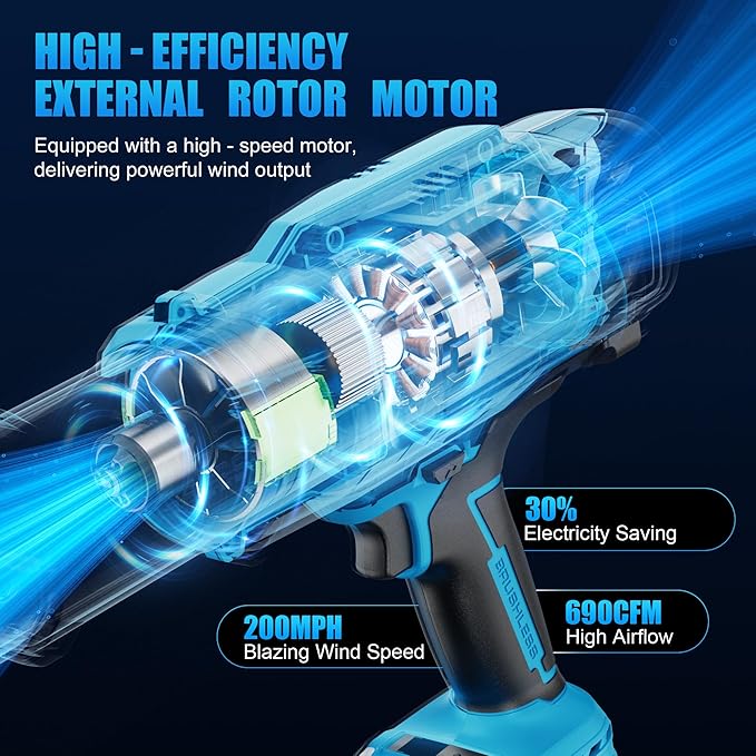 Leaf Blower Cordless - 21V Powerful Electric Handheld Leaf Blower with 2 Battery & Charger, Lightweight Design for Patio Cleaning, Lawn Care, Blowing Fallen Leaves, Dust & Debris