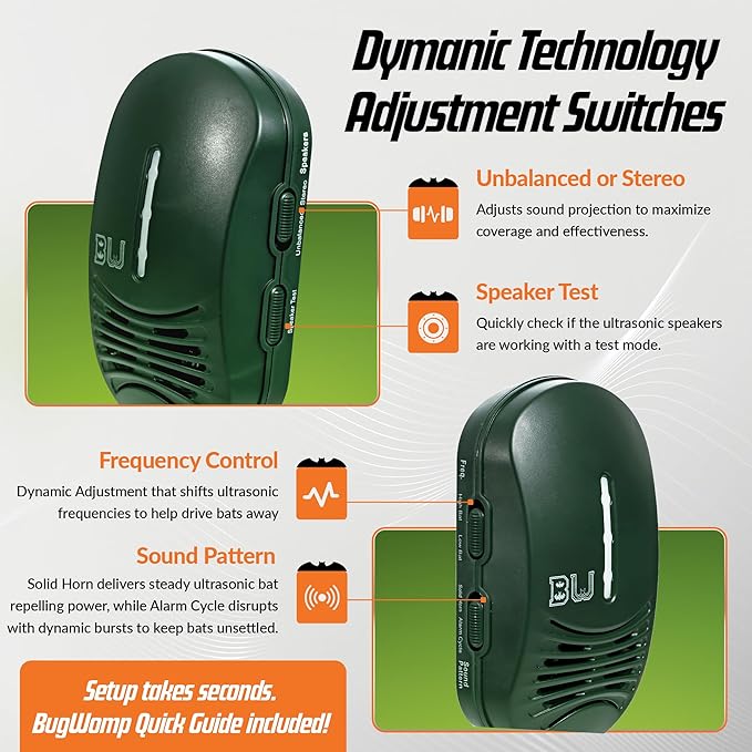 BEU-G Bat Expulsion Unit with Dynamic Ultrasonic Bat Repellent Technology (Forest Green Edition)
