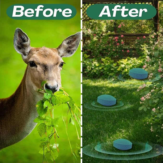 Deer & Rabbit Repellent Balls for Gardens, Plants & Trees - Outdoor Scent Deterrent with Plant Oils, Safe Around Pets, Long-Lasting 30-60 Days Protection