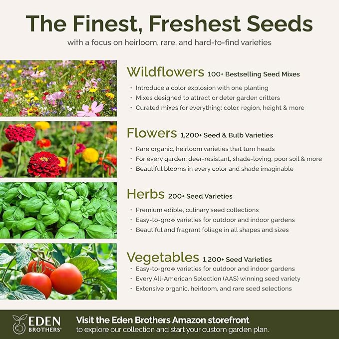 Eden Brothers All Annual Wildflower Mixed Seeds for Planting, 1 lb, 480,000+ Seeds with Sunflower, Indian Blanket, Scarlet Flax | Attracts Pollinators, Plant in Spring, Zones 3, 4, 5, 6, 7, 8, 9, 10