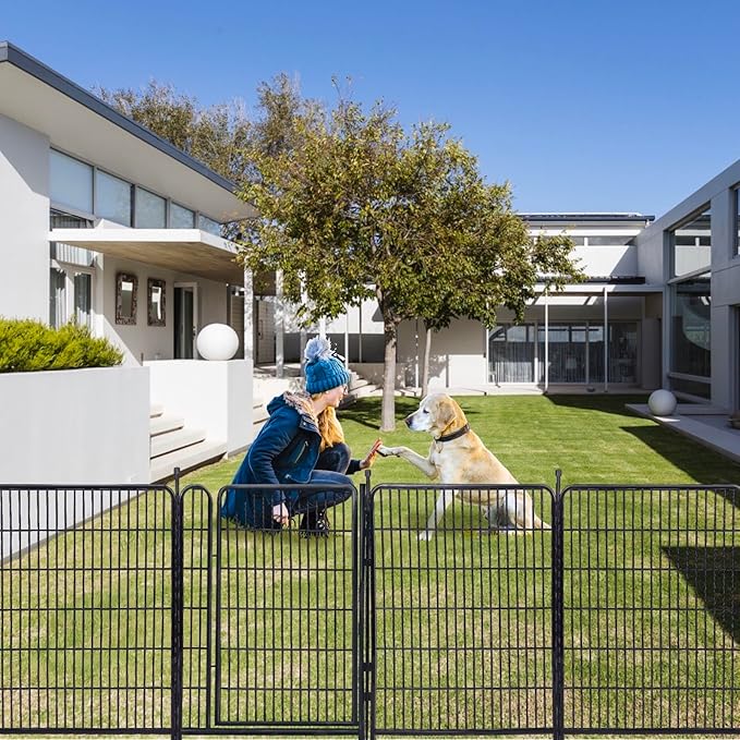 Garden Fencing 40 inch High, Dog Fence Outdoor for Yard, 21"Wide Low Threshold Gate,Heavy Duty Metal Fencing for Garden Beds, Animal Barrier Fence,Flowers Fences Border,4 Panels Total 8.9 Ft