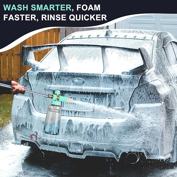 Foam Cannon with Foam Economizer for Pressure Washer, Soap Cannon with 1/4" Quick Connect & Adjustable Nozzle for Car Wash, Universal Fit for Most Liquid Bottles, Additional 1.1 mm Orifice Nozzle