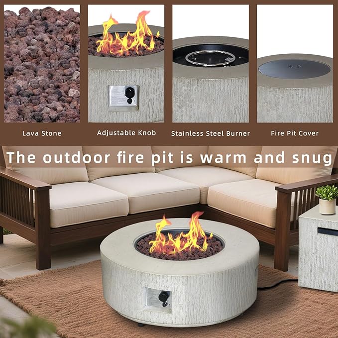 Afterglow Firepits All Terrafab External Gas Tank for Outdoor Use Round 50000Btu, Gray