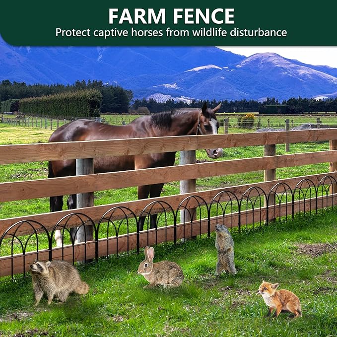 Small Garden Fence Animal Barrier, 12.55"*16.53" Decorative Fence Panel, No Dig Fences Barrier, Arch 6 Pcs Black Metal Fencing, Garden Border Edging Fences, Dog Fencing Blocker for Yard, Flower Bed