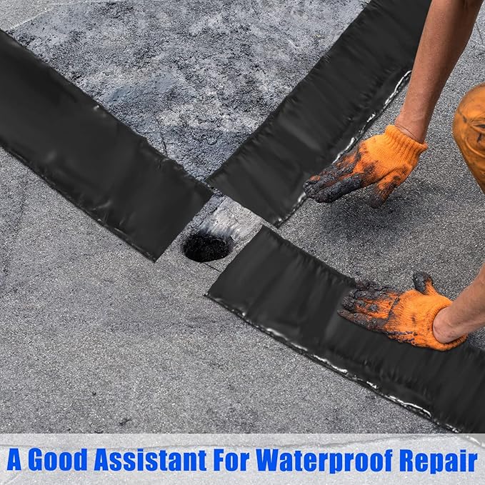 Fabbay 2 Rolls Asphalt Crack Filler Tape Asphalt Tape for Driveway Repair Joint and Crack Sealer for Tarmac Parking Lot Roof Cement Road, 50 Feet Each Roll (3.15 Inch)