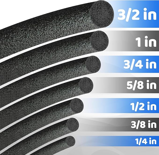 Backer Rod Foam Gap Filler Crack Filler for Concrete Repair Caulk Saver Backing Rod Concrete Expansion Joint Rope Caulk for Sealing Gaps, Expansion Joints, Crack Filling (Black, 3/4 Inch x 33 Feet)