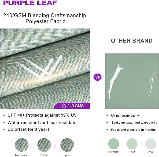 PURPLE LEAF 12 FT Cantilever Umbrella - Large Offset Square Outdoor Patio Umbrella, Windproof Heavy Duty Hanging Outside for Patio, Mint Green