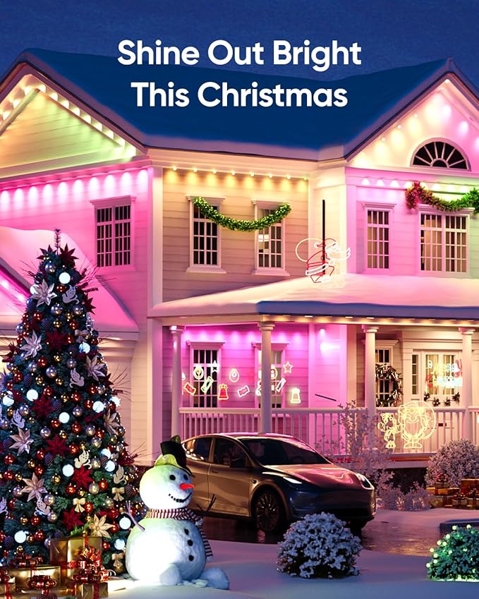 eufy Permanent Outdoor Lights E22, 50ft with 30 Triple-LED Lights, Smart RGBWW, Daily and Holiday, Up to IP67 Waterproof, AI Lighting Themes for Halloween, Christmas, Black