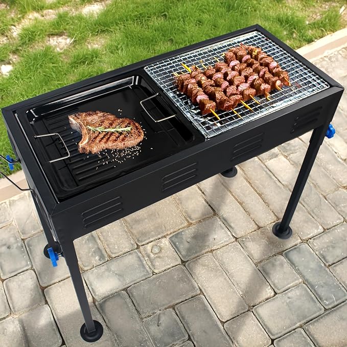 Portable Stainless Steel Grill, Home Charcoal Grill and Outdoor Folding Grill, Perfect for Traveling, Outdoor Cooking and BBQ, Camping, Picnics.