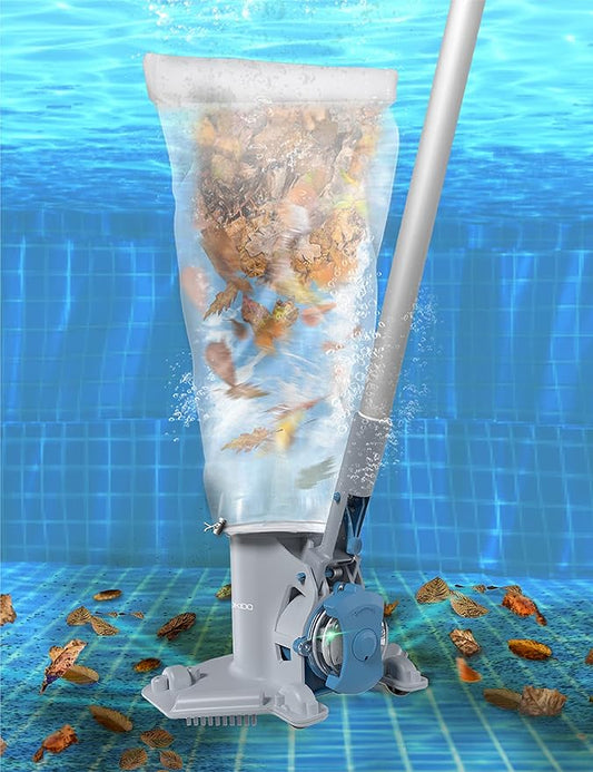 KOKIDO Rechargeable Medium Duty Pool Leaf Vacuum Cleaner with Pole, Runs 75-Mins, for Pool Closing, Oversized Debris Filter, for Debris and Leaves < 6 inches, for Inground and Above Ground Pools XV410