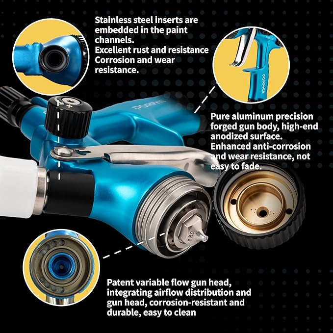Automotive Refinishing Spray Gun PRD-515 Middle Pressure 1.3mm Nozzle Paint Spray Gun, Blue