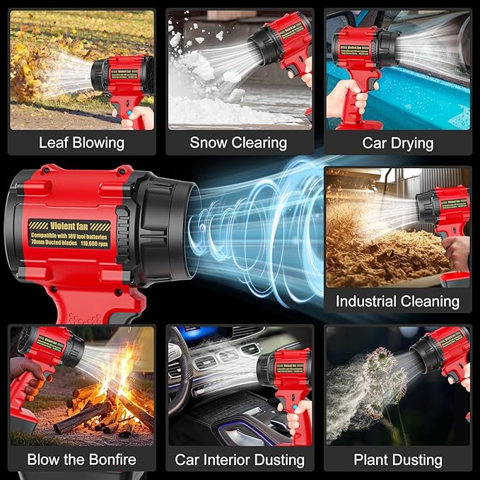 Rozlchar Electric Cordless Leaf Blower Compatible for Milwaukee 18V Batteries(No Battery), Variable Speed Handheld Turbo Blower with Powerful Motor, Portable Dust/Snow Cleaner for Lawn, Patio