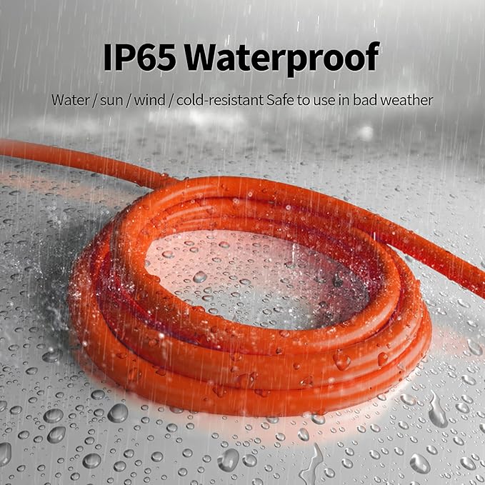 POWGRN 25 ft 12/3 Outdoor Extension Cord Waterproof Heavy Duty with Lighted Indicator End 12 Gauge 3 Prong, Flexible Cold-Resistant Long Power Cord Outside, 15Amp 1875W SJTW Orange ETL Listed
