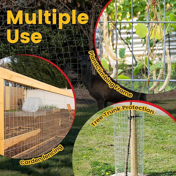 Welded Wire Fence, 4Ft x 50Ft 15Ga Chicken Wire Fencing, Garden Border Fencing Roll Metal Wire Mesh for Yard Vegetable Plant Protection Poultry Netting