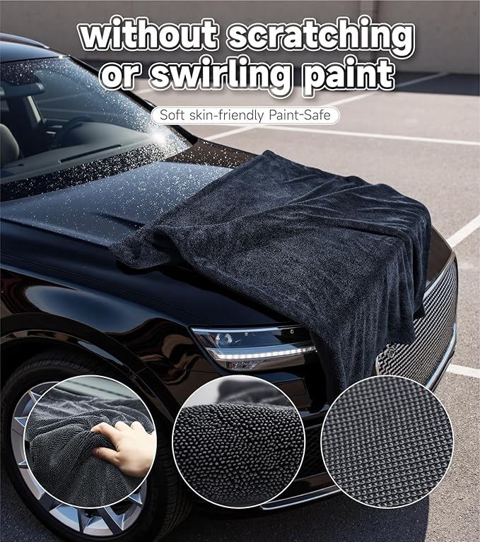Drying Towel for Car Detailing Super Absorption Water Microfiber for Tender Care Thickened Towel for Speeding up Drying Car 15.75''*23.62''