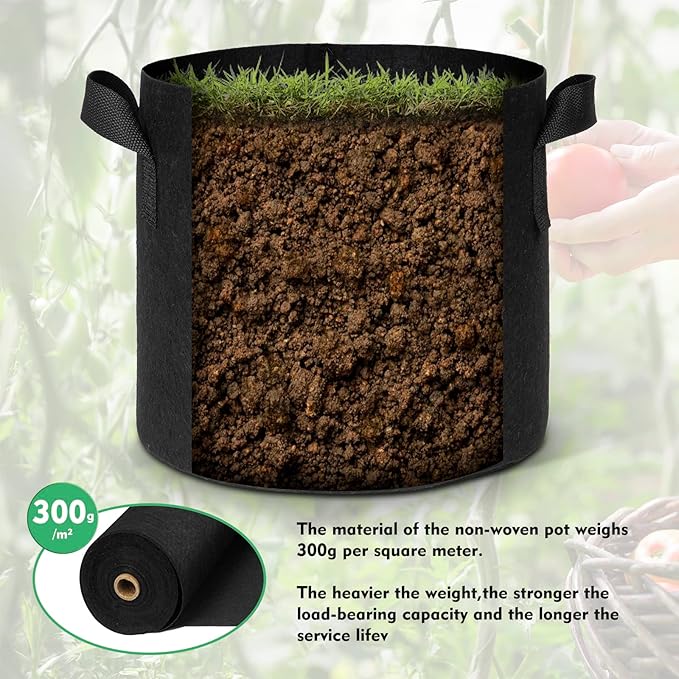WEIFENG 3-Pack 40 Gallon Grow Bags Large Pots for Plants Outdoor with Handles