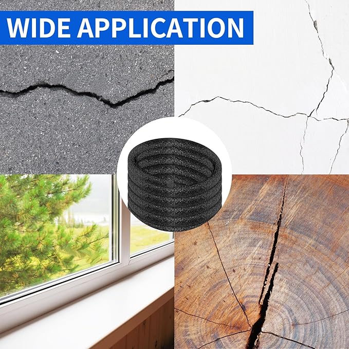 Backer Rod Foam Gap Filler Crack Filler for Concrete Repair Caulk Saver Backing Rod Concrete Expansion Joint Rope Caulk for Sealing Gaps, Expansion Joints, Crack Filling (Black, 1 Inch x 33 Feet)
