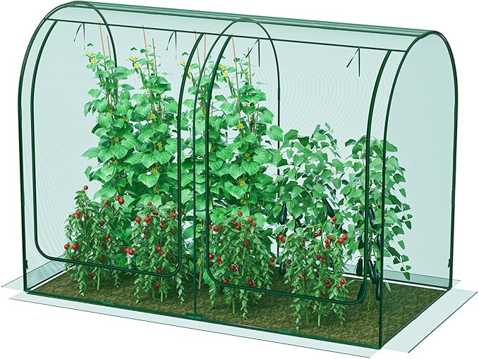 SPECILITE 98x49x72in Garden Plant Netting Mesh Cover for Raised Bed with Roll-up Zipper Door for Vegetables Fruits, Large Tunnel Gardening Net, Green