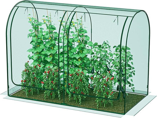 SPECILITE 98x49x72in Garden Plant Netting Mesh Cover for Raised Bed with Roll-up Zipper Door for Vegetables Fruits, Large Tunnel Gardening Net, Green
