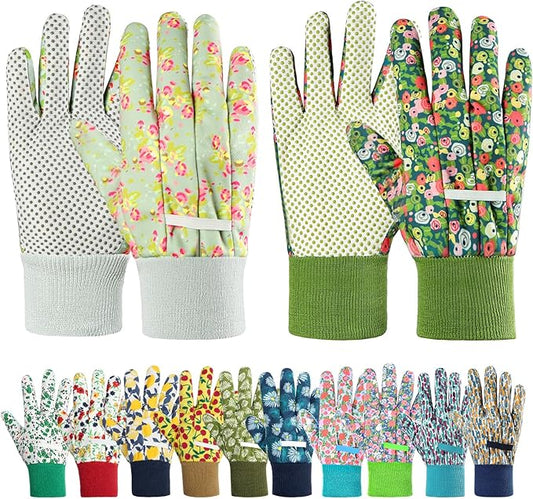 Ainiv Floral Gardening Gloves for Women/Ladies, Non-Slip Garden Work Gloves,Breathable Yard Work Glove Light Working Gloves