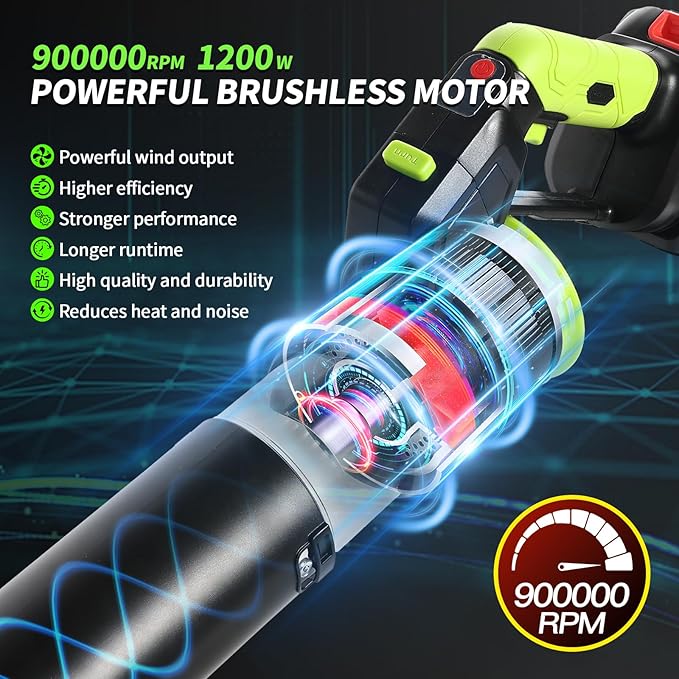 Leaf Blower Cordless, Electric Cordless Leaf Blower w/ 2 Batteries & Charger, 4 Wind Speed, 2 Handheld Modes, 4.0/5.0AH Battery, Lightweight Blowers for Patio Cleaning, Lawn Care, Yard, Garage