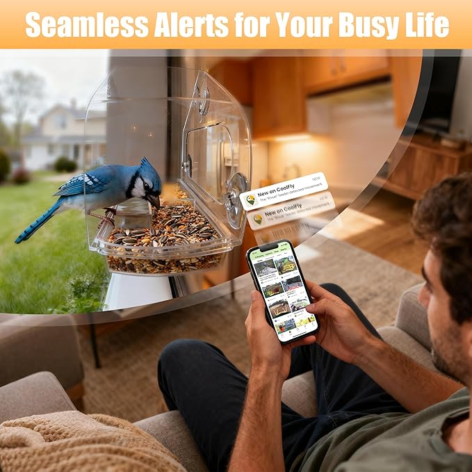 Waterproof Smart Window Bird Feeder Camera with AI, All-Weather 2K HD Live View & Secure Suction Mount - The Ultimate Outdoor Gift for Bird Watchers