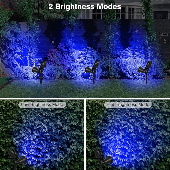 T-SUN Blue Solar Spotlights, Solar Lights Outdoor Waterproof, Auto ON/Off Adjustable Solar Garden Pond Lights for Tree, Patio, Yard, Garden, Driveway, Stairs, Pool Area (Blue- 4 Pack)