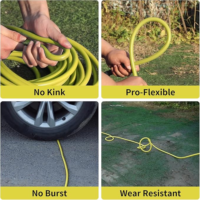 POHIR 100ft Pressure Washer Hose 3/8" 4800 PSI, Power Washer Hose with 3/8 Quick Connect, Hot & Cold Water Hose Max 248°F, Commercial Industrial Grade Steel Wire Braided Kink Proof Extension Hose