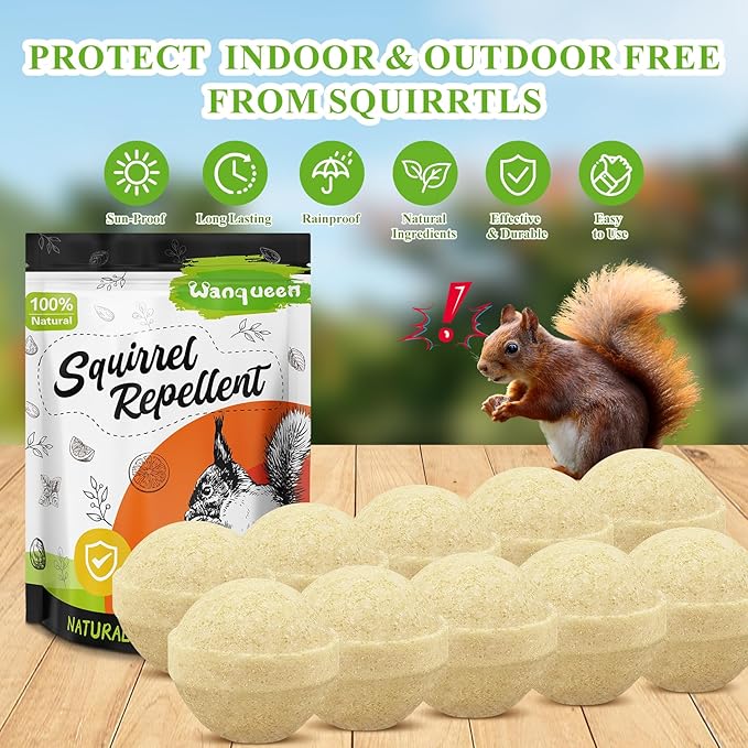 10 Pack Peppermint Oil Squirrel Repellent, Mouse Repellent Outdoor, Chipmunk Deterrent, Ground Squirrel Trap for Attic, Rodent Repellent for Garden