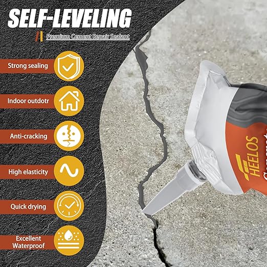 Concrete Crack Sealant, 9Packs Premium Concrete Crack Filler, Weather-Resistant Caulking Glue,Quick-Drying & Waterproof Repair Adhesive for Slabs, Driveways, Sidewalks (Grey)