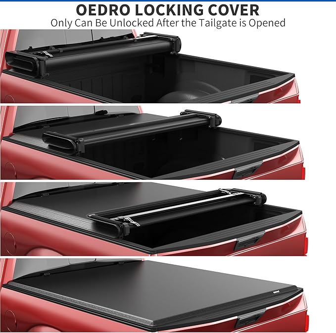 OEDRO Quad Fold Tonneau Cover Soft Truck Bed Covers Compatible with 2014-2019 Chevy Silverado/GMC Sierra 1500 (2019 Legacy/LD only); 2015-2019 Silverado/Sierra 2500 3500 HD, 6.6ft Bed