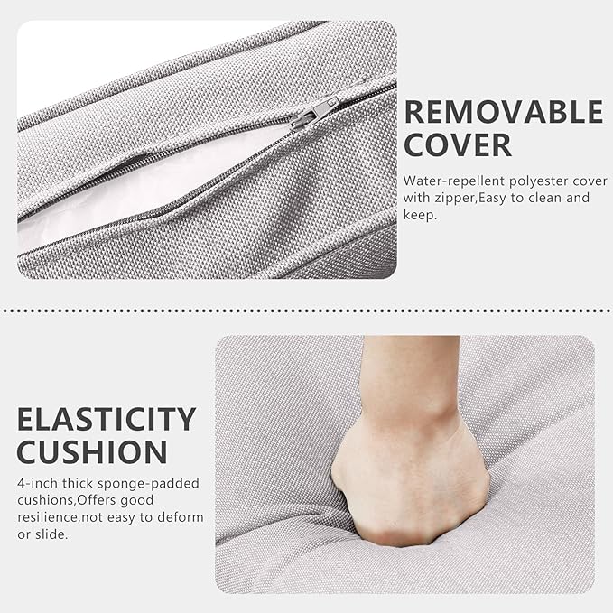 HUMMUH Patio Swivel Chairs Set of 2,PE Wicker Outdoor Rocker Chairs Bistro Set Porch Balcony Furniture with Cushions