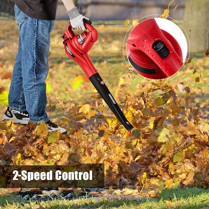 LawnMaster Red Edition BL805E 1201 Electric Leaf Blower 8 Amp 2-Speed 160 MPH & 180 CFM