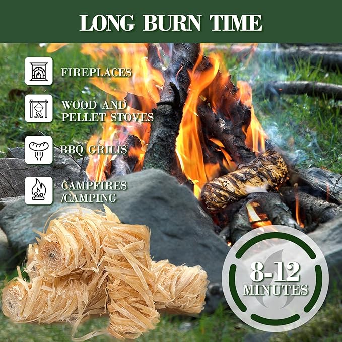 72PCS Fire Starters for Campfires Grill BBQ Camping Fireplace Fire Pit,Quick Light Wood Charcoal Fire Starter, Waterproof-Natural Fire Starters Camping fire Starter Charcoal Starters