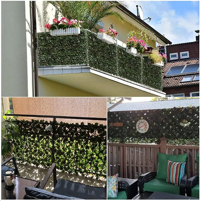 DOEWORKS Expandable Fence Privacy Screen for Balcony Patio Outdoor(Double Sides Leaves), 1PC Faux Ivy Fencing Panel for Backdrop Garden Backyard Home Decorations