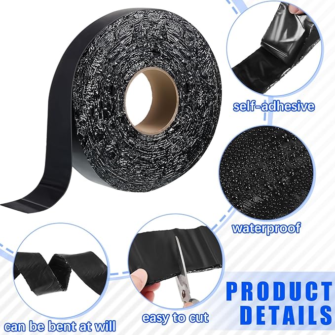 Fabbay 6 Rolls Asphalt Crack Filler Tape Asphalt Tape for Driveway Repair Joint and Crack Sealer for Tarmac Parking Lot Roof Cement Road, 50 Feet Each Roll (1.18 Inch)