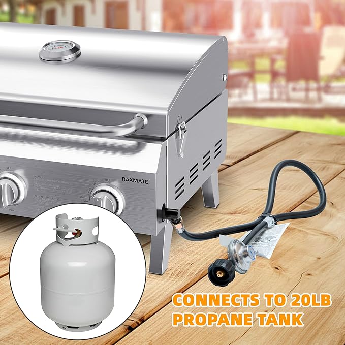 Tabletop Gas Grill, 22" 3-Burner Portable Propane BBQ Grill, 30,000 BTUs Stainless Steel Grill with Foldable Legs for Camping, Patio, Backyard, Tailgate, and Holiday Gatherings