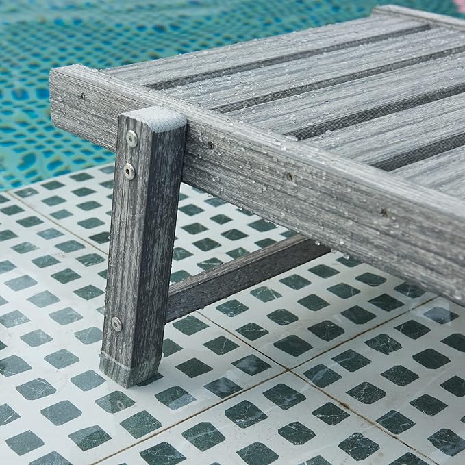 Chaise Lounge Chairs for Outside, HDPE Outdoor Lounge Chairs with Adjustable Backrest, Wheels, Armrest, All Weather Poly Lumber Recliner for Patio, Poolside, Porch (Grey)