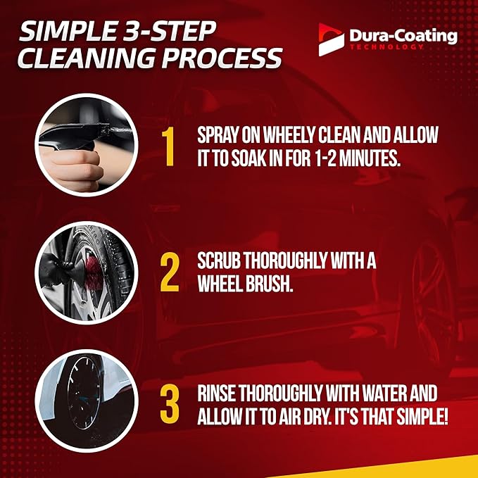 DURA-COATING TECHNOLOGY Wheely Clean Concentrate - Good for Chrome Wheel Cleaner, Clear-Coated, or Aluminum Wheel Cleaner - Professional Tire Shine & Rim Cleaner Spray - Car Care Solution - 1 Gallon