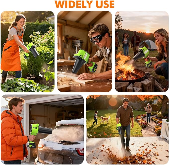 OGERY Brushless Leaf Blower Cordless with Lights, Powerful Electric Leaf Blowers with 2 x 3.0Ah Batteries & Fast Charging, 700CFM 900G Wind Pressure Handheld Blower for Lawn Care Yard Garden, Green