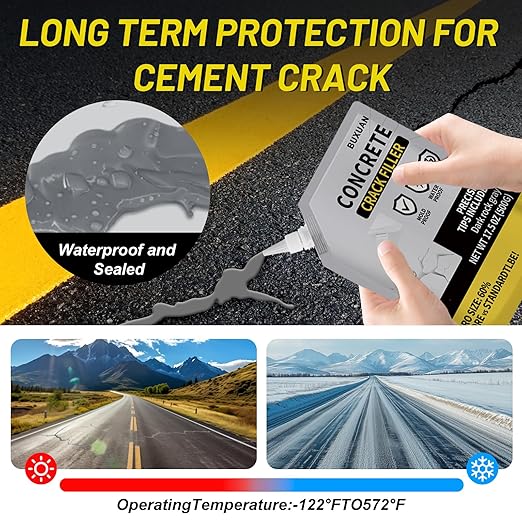 Concrete Crack Filler, Cement Crack Filler Outdoor, Waterproof Repair Sealant, Quick-Drying Sealing Adhesive, for Driveway, Walkway, Patio, Joint (1)