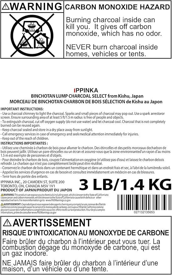 Kishu Binchotan BBQ Charcoal, Product of Japan, Select Plus Grade 3lb of Lump Charcoal
