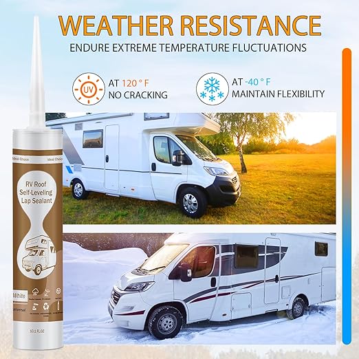 Self-Leveling RV Roof Sealant 10-Packs, Camper Roof Sealants - Flexible, Waterproof & UV-Resistant, Self-Leveling Caulking Agent Solves Problems Such as RV Leakage