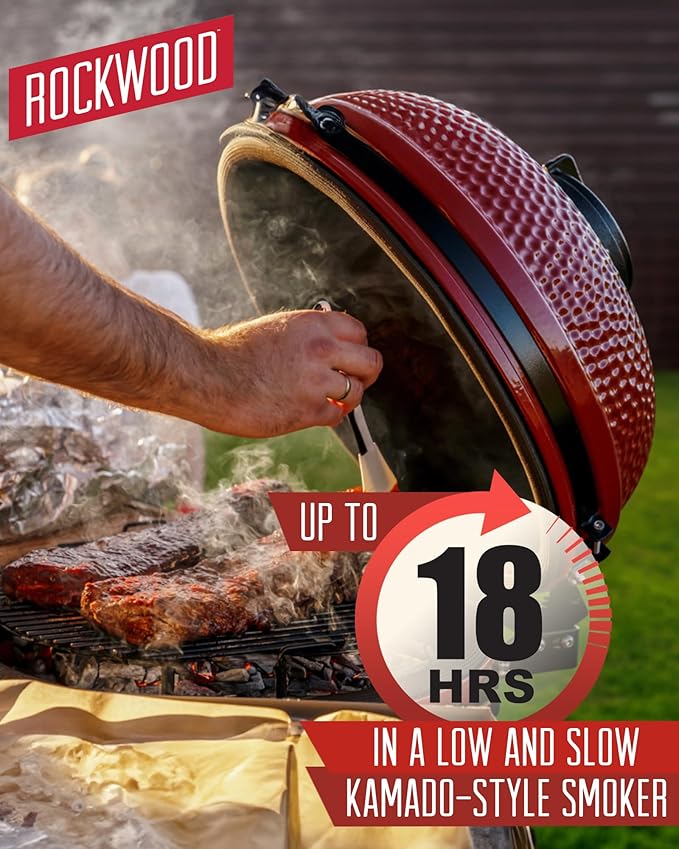 Rockwood Natural Lump Charcoal – Oak, Hickory & Cherry Hardwood Blend for Barbecue Smoking, High-Heat Grilling, & Outdoor Cooking – Clean Burning, Ideal for Kettle & Kamado Grills – 20lbs (6 Packs)