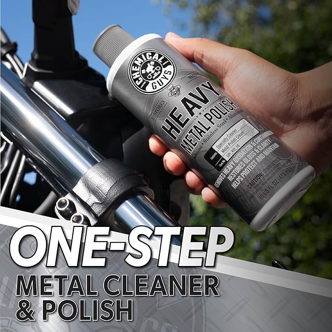 Chemical Guys Heavy Metal Polish Restorer and Protectant - Cleans, Restores & Protects, Aluminum, Stainless Steel, Chrome Polish & More, Safe for Cars, Trucks, Motorcycles, RVs, and Boats - 16 oz