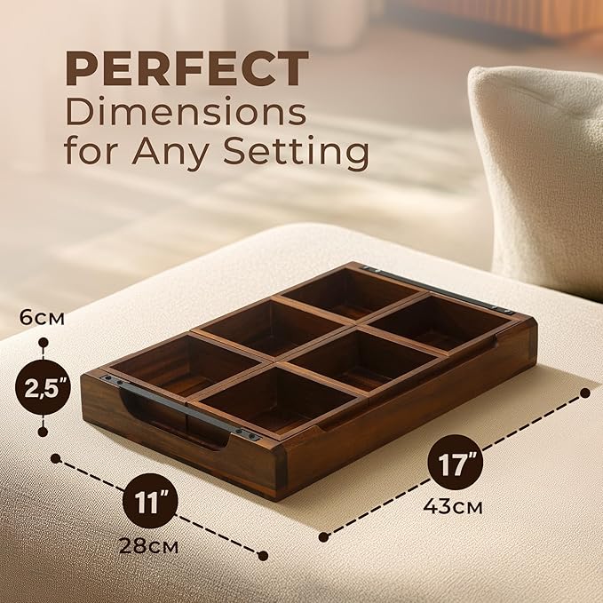 Acacia Serving Platter Snack Tray - Modular Serving Tray for Party Hosting - Trays for Serving Food, Charcuterie, Fruit Platter Tray for Parties, Appetizer Dishes & Dessert Trays